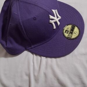NY Collection Purple Fitted Cap with White NY Logo